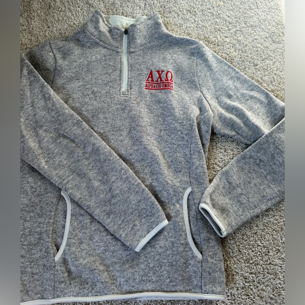 Alpha Chi Omega Quarterzip Gray Charles River